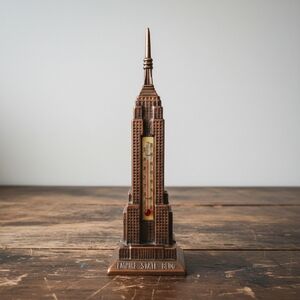 Vintage Souvenir Brass Model Empire State Building Thermometer New York City MCM